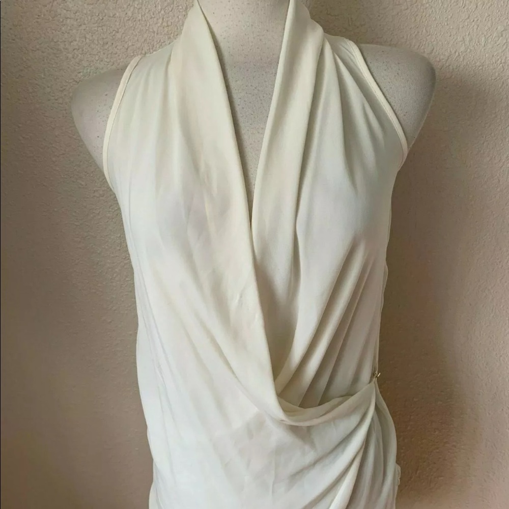 MNG suit drape front wrap blouse